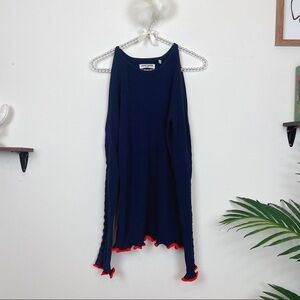 Opening Ceremony Navy Cold Should Knit Top with Braided Sleeves